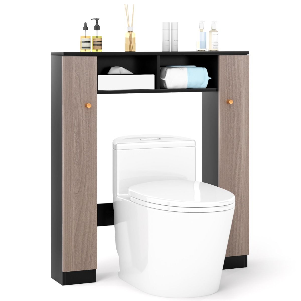 Coast Badkamerkast boven het toilet - dubbele deur - verstelbare planken - zwart