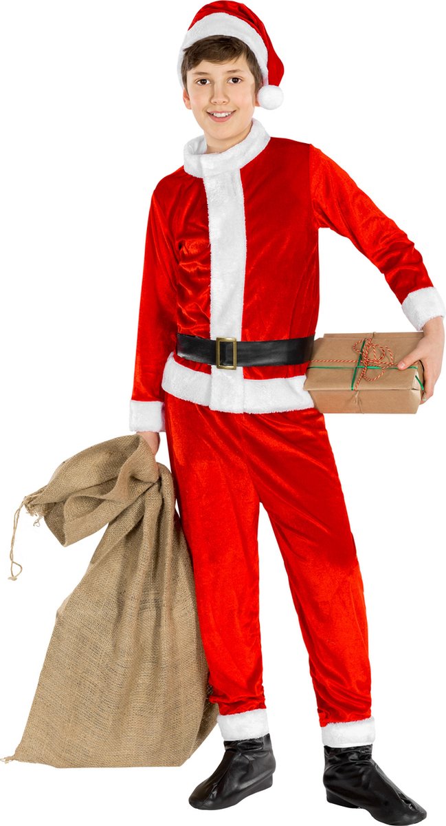 Dressforfun - Jongenskostuum Sint-Niklaas 10-12 jaar - Volledig Kostuum met Puntmuts, Bovendeel, Broek, Gordel en Laarsovertrekken – Maat 140