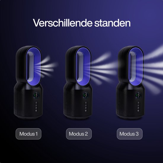 MATTI® - Tafelventilator - Ventilator Staand - Bladloos & Draadloos - Incl. Nachtlampje - 3 Standen - 8 uur Batterij