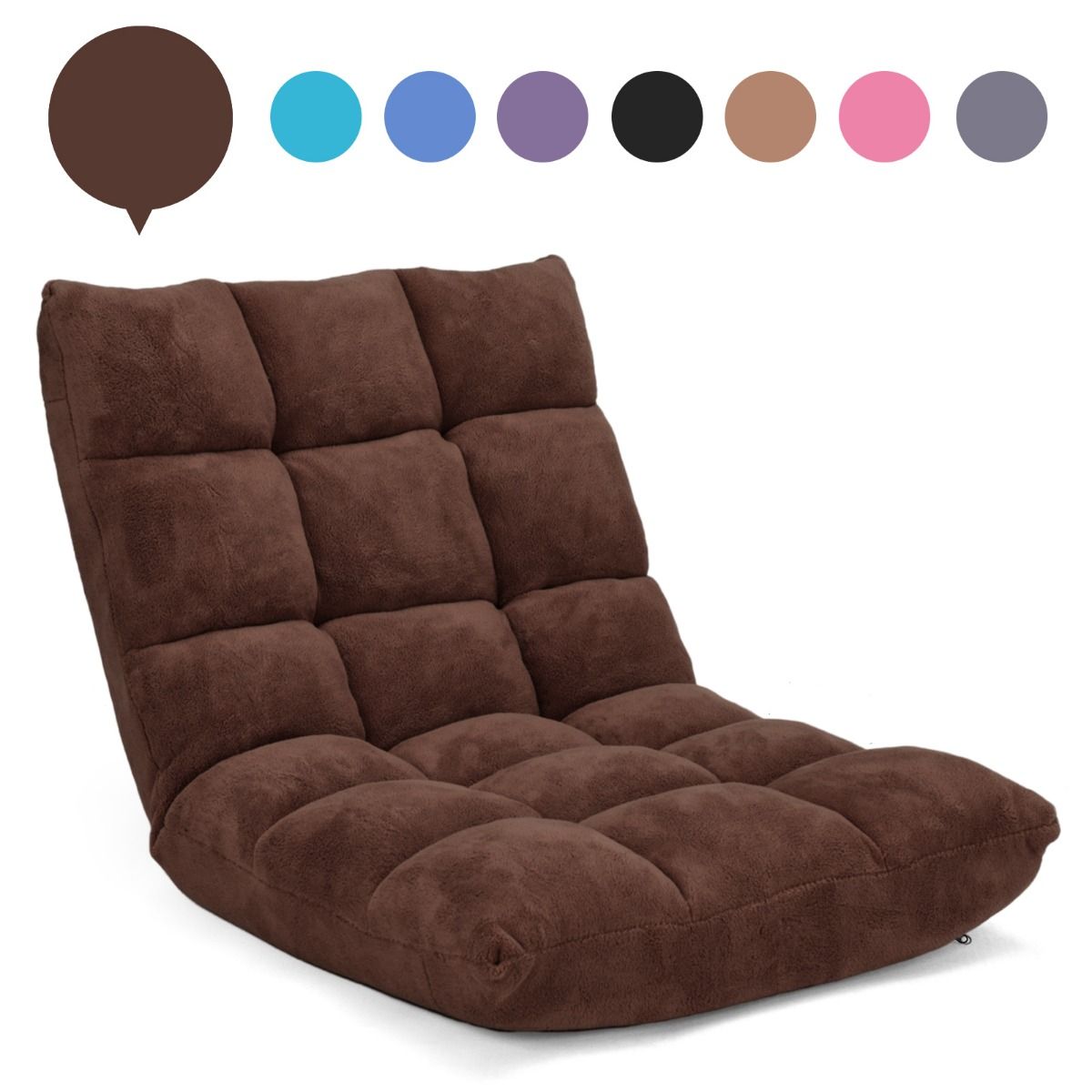 Coast Vloerstoel met Verstelbare rugleuning - Max. 90 kg - 105 x 56 x 15 cm - Bruin