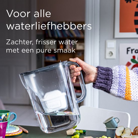BRITA Waterfilterkan Style Essential Cool - 2,4L - Blauw - incl. 6x MAXTRA PRO Pure Performance Waterfilterpatronen - past in de koelkast, met Smart LED Light & klapdeksel
