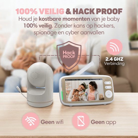 Vulpes Goods® Babycare - Babyfoon met Camera - Babymonitor met Camera en VOX - 5 inch FULL HD Scherm - Op afstand bestuurbaar - Baby Camera - Babyfoons met Geluidsdetectie - Nightvision - PRO Versie - Wit