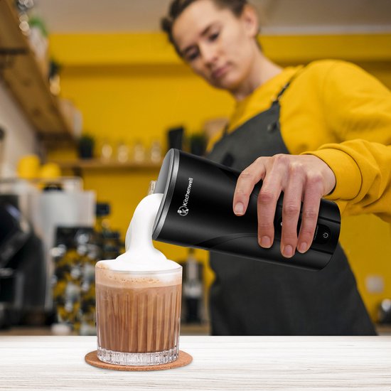 Kitchenwell Melkopschuimer Elektrisch - 4-in-1 - Melkopschuimers - Opschuimer Voor Melk - Milk Frother - Zwart
