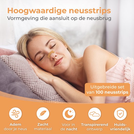 Nuvance Neusstrips 100 Stuks - Neuspleisters - Bruin - Anti Snurk Pleisters - Neusspreider - Snurken - Betere Ademhaling