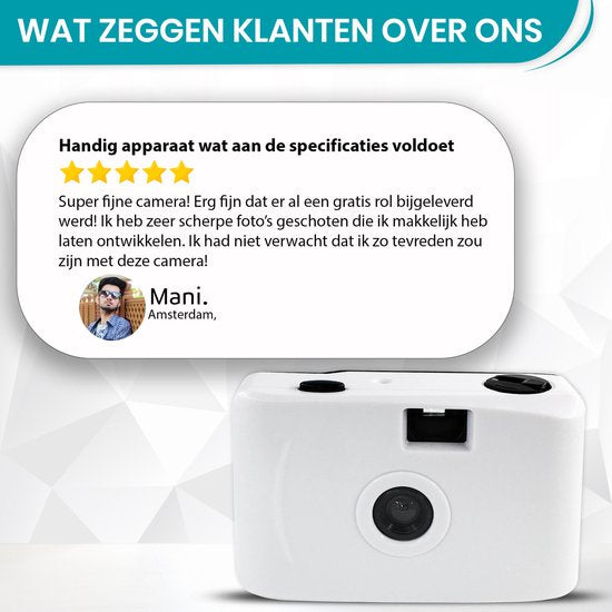 TibaGoods wegwerpcamera - Met rol - Waterdicht - Analoge Camera - Kinder Camera - Wit