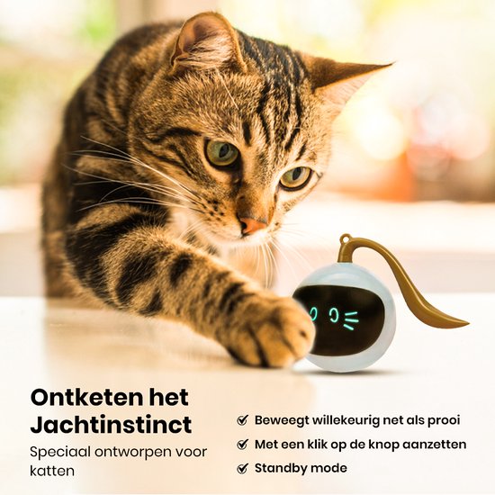 Otiume Interactieve Kattenbal – Zelfrollend – USB Oplaadbaar – Speeltje