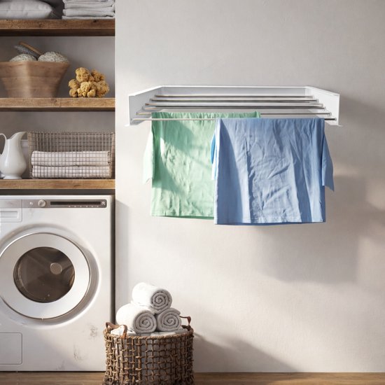 Vonia Wanddroogrek - Droogrek - Wasrek - Droogrek Muur - 80 x 40 cm - Wit