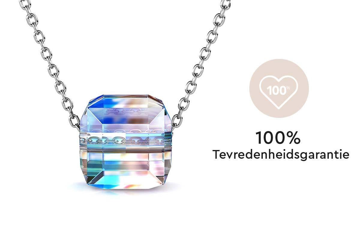 Yolora Dames Ketting met Kalpa Camaka Kristal Hanger - Zilver kleurig - 18K Witgoud Verguld - Cadeauverpakking - Moederdag Cadeautje