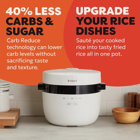 Instant Pot Rijstkoker & Stomer 4,8L - 8 Programma's - Slowcooker - Sauteren - CarbReduce Technologie - Tot 20 Porties - Multi Grain
