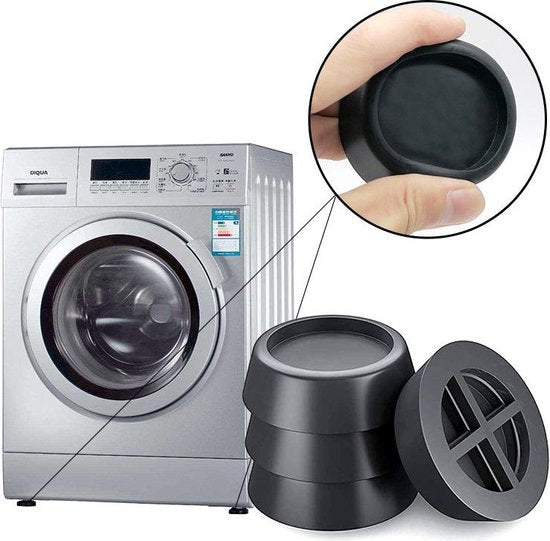 TIKKENS Trillingsdempers Wasmachine/Droogkast - Set van 4 stuks - Trillingsmat - Voetjes Droger - Demper - Anti Vibratie - Antislip Rubber - Zwart