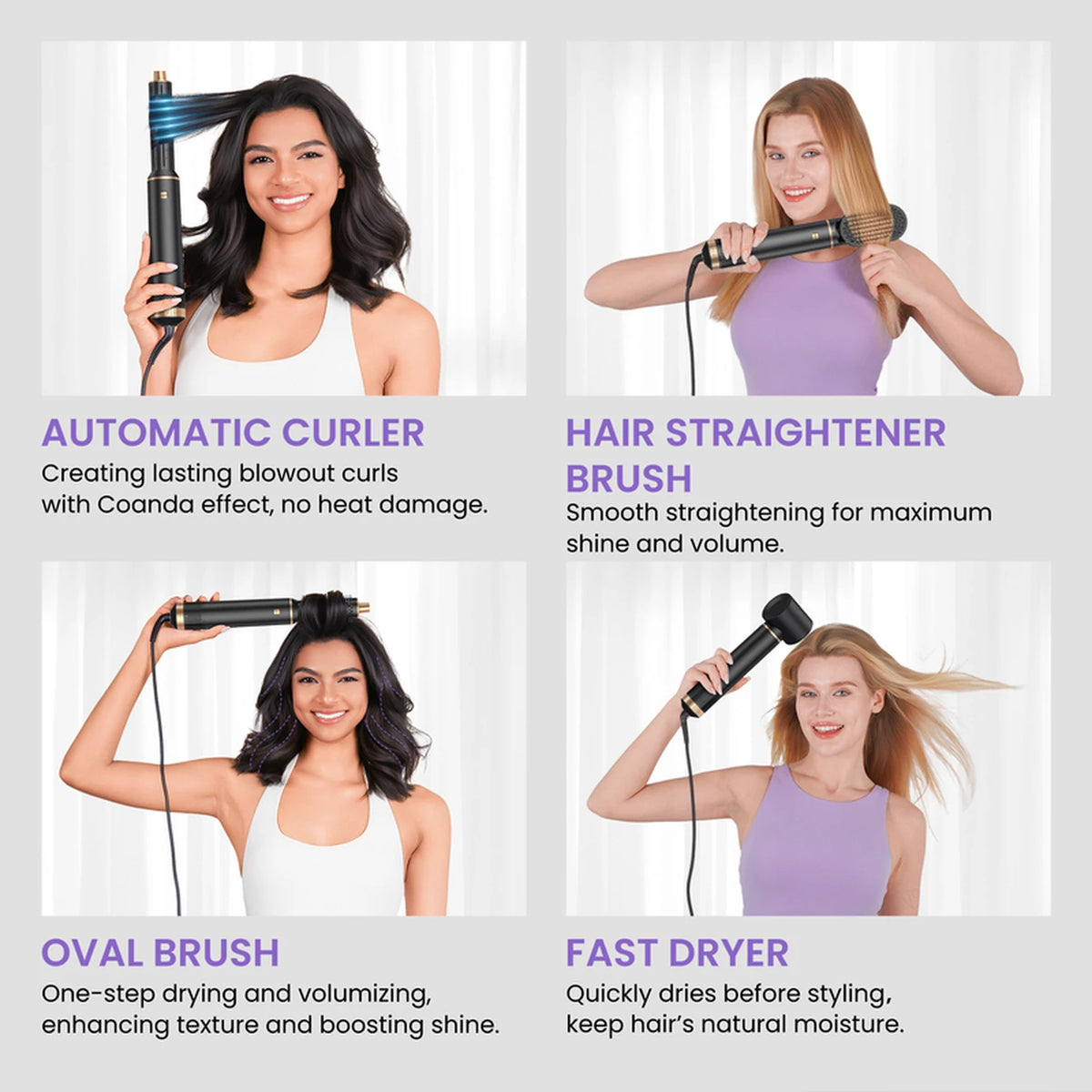 Atopskins 5-in-1 Haarstyler – Föhn, Krultang, Stijlborstel & Warmteborstel