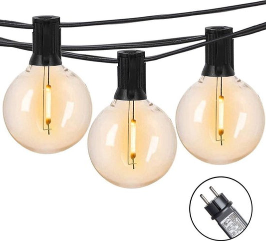 a sunny day Lichtsnoer buiten - Lichtslinger - Inclusief 25 XL Led lampen voor buiten - 7,5 meter - Prikkabel - Lichtsnoer binnen - Prikkabel binnen - Lichtsnoer tuin - Warm wit licht