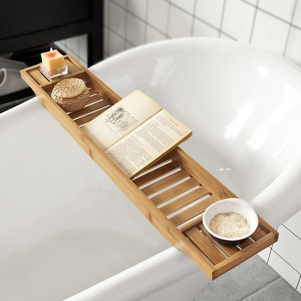 SoBuy Badplank van Bamboe – 80 cm – Massief Hout, Multifunctioneel voor Badkamer, Keuken of Woonkamer – Naturel