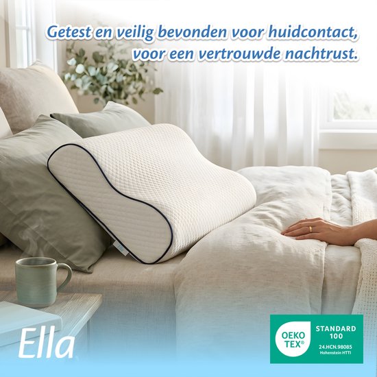 Ella Wave-Soft Orthopedisch Hoofdkussen voor Rug en Zijslaper - Ergonomisch Neksteun Kussen van Traagschuim - Slaapkussen Nekklachten 60 x 40 cm - Wit