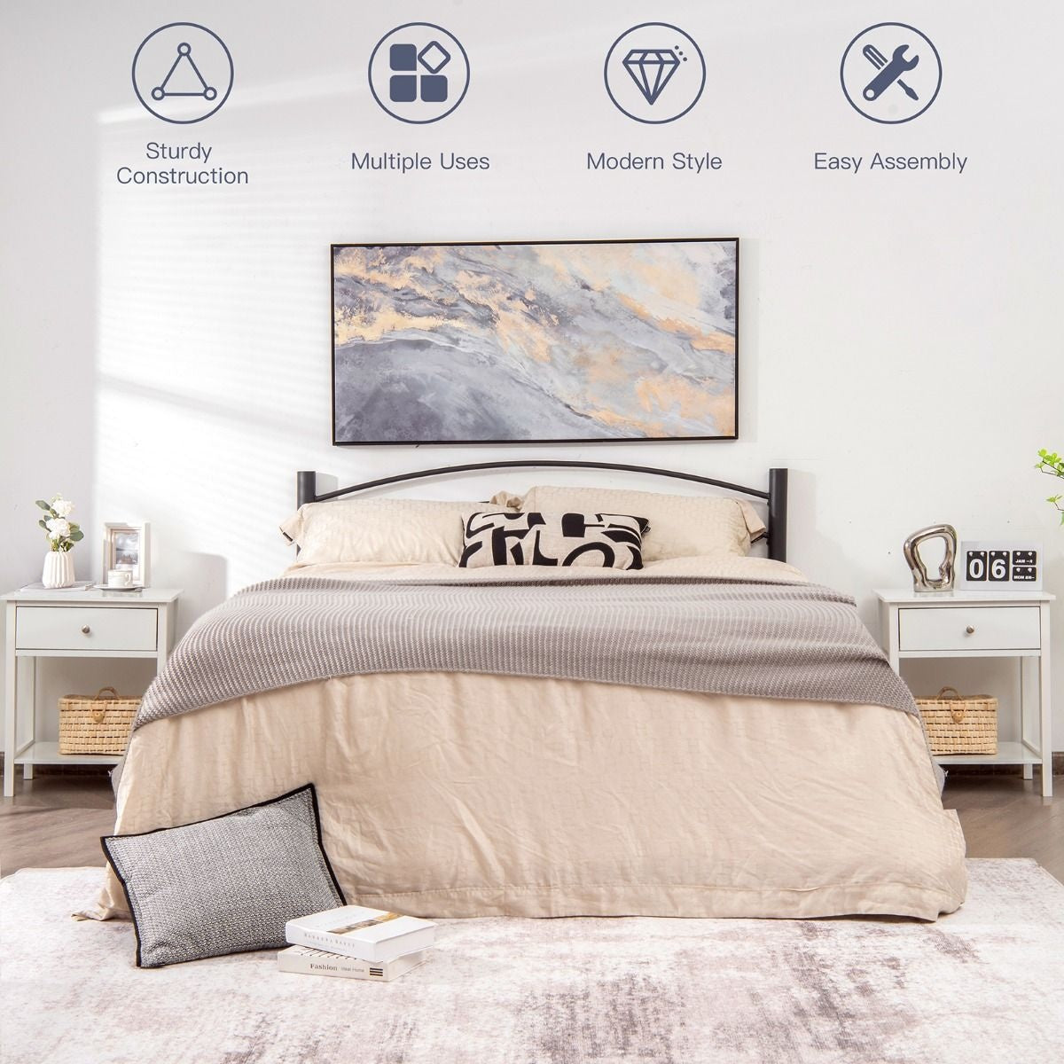 Coast bedtafel 2-fasen nacht dressoir van moderne nachtkastje met lade wit