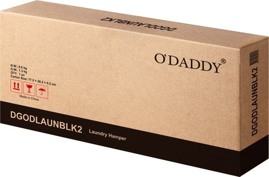O'DADDY® Wasmand - 2 vakken – Uitschuifbare Wassorteerder Met Plank - 73 x 33 x 72 cm - Dark Grey