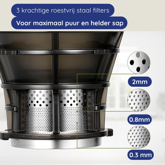 Safecourt Kitchen Sapcentrifuge - Slowjuicer voor Groenten & Fruit - XXL Vulopening - Krachtige motor - Zwart