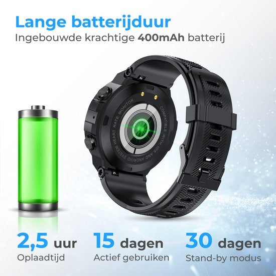 Nuvance - Outdoor Smartwatch - IP67 Waterdicht - Bluetooth Smartwatch voor Dames en Heren - Smartwatches - Sporthorloge met Stappenteller, Calorie Teller, Slaap meter - Geschikt voor alle Smartphones