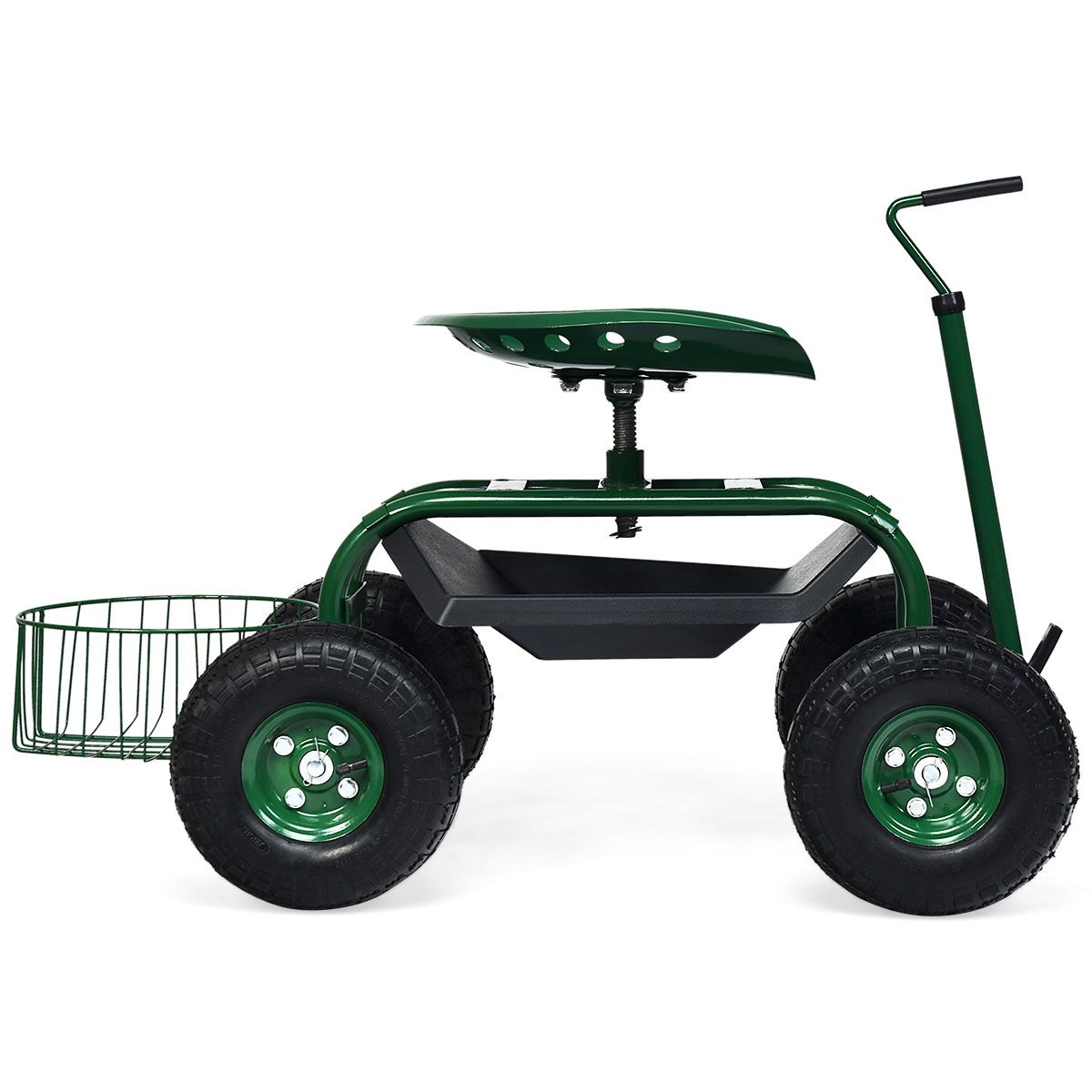 Coast Tuinwagen met opbergmand - in hoogte verstelbare handgreep - ergonomische zitting - groen