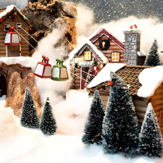 Luville Kerstdorp Miniatuur Bristle Bomen Set van 21 Stuks - Kerstversiering voor Binnen - Kerst Decoratie voor Kerstdorp - Diverse Hoogtes tot H22 x Ø8 cm - Groen