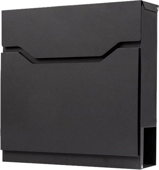BRASQ Brievenbus Premium Zwart - Wandbrievenbus - Incl. Montagemateriaal & 2 Sleutels - met Krantenvak en Slot - RVS