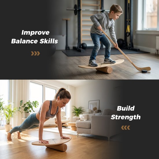 House of Balance Balansbord -Balance Board - Surf Balance Board - Surf trainer - Surf Board - Wobbel Board - Hout