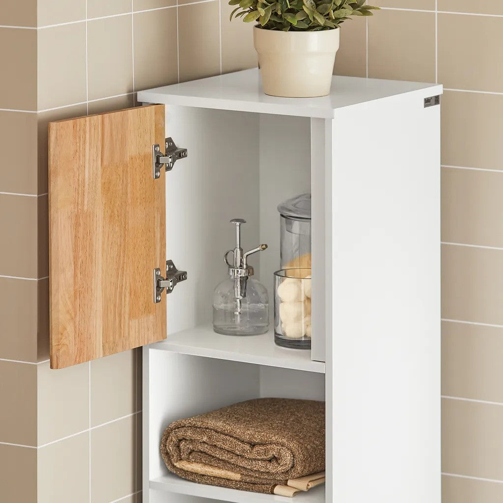 SoBuy - badkamerkast met uitklapbare waszak - wit - 31x170x32cm