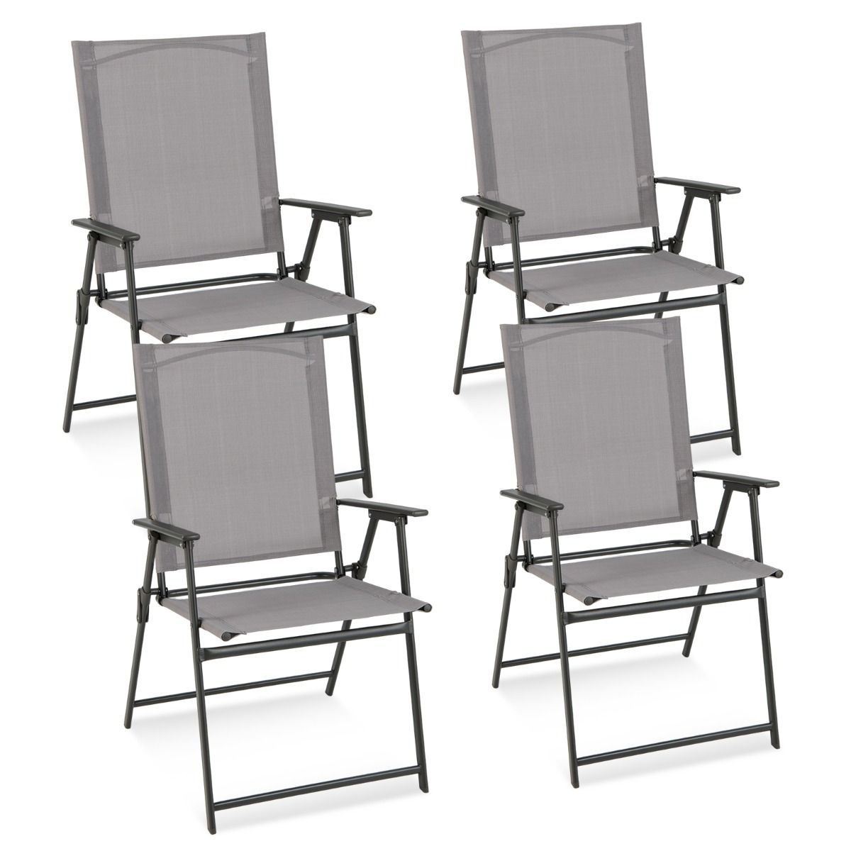 Coast Opvouwbare Tuinstoelen Set van 4 - hoge rugleuning - ergonomisch - grijs