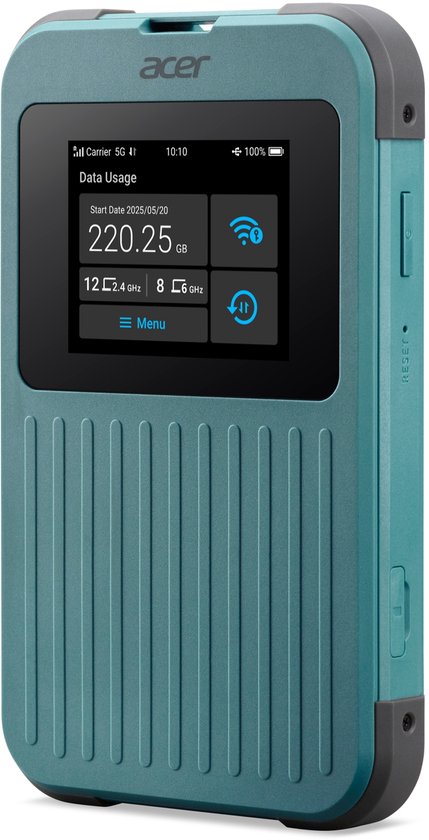 Acer Connect M4 - Draagbare Mifi Router - Mobiele Hotspot - 5G - WiFi 6 - Dual-band - SIM - eSIM - Virtuele SIM - inclusief 1 GB - tot 16 apparaten - ideaal voor onderweg of op de camping