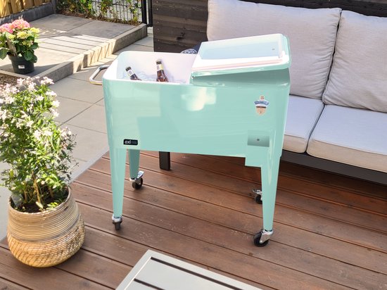 AXI Retro Cooler Mint - Koeler met wielen - 76L inhoud - Koelbox met aftapkraan
