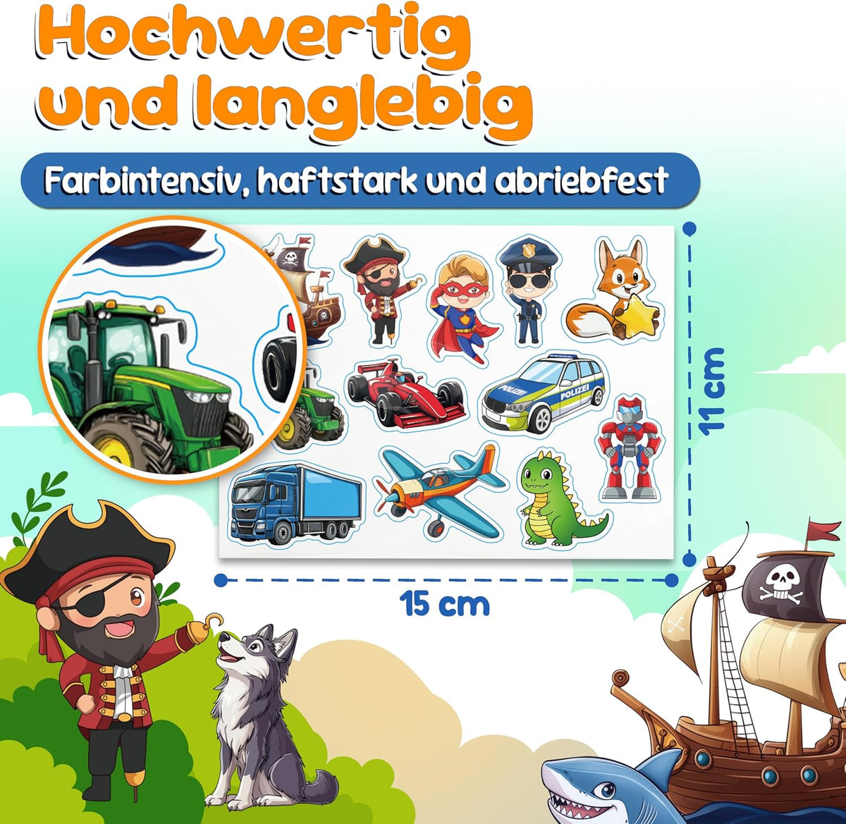 Funkelfuchs stickerset - jongens - 6 vellen