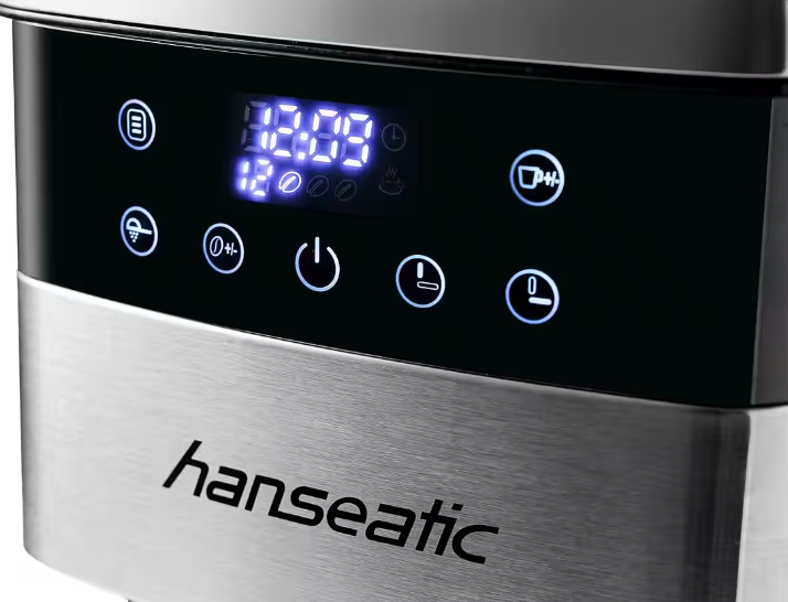 Hanseatic Koffiemachine met Molen HCMG105015SD - Zwart/Zilver - 21 x 31 x 42 cm - 1,5L, 12 Kopjes