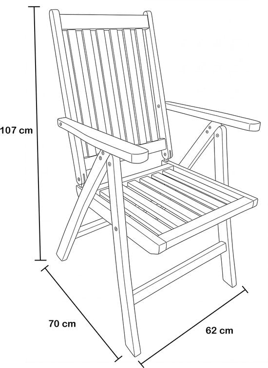AXI Nuria Teak Verstelbare Tuinstoelen – Houten inklapbare tuinstoelen – 5 Standen – Set van 2 stuks – 100% Teak – 180 kg draagkracht – Tuin, terras of balkon