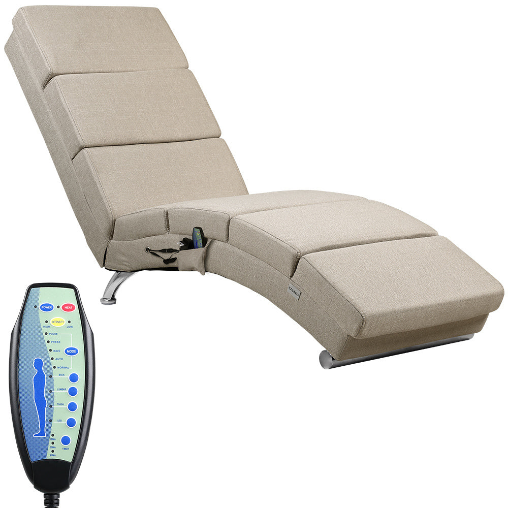 Casaria Relaxfauteuil - Massage en Verwarmingsfunctie - Zandkleur