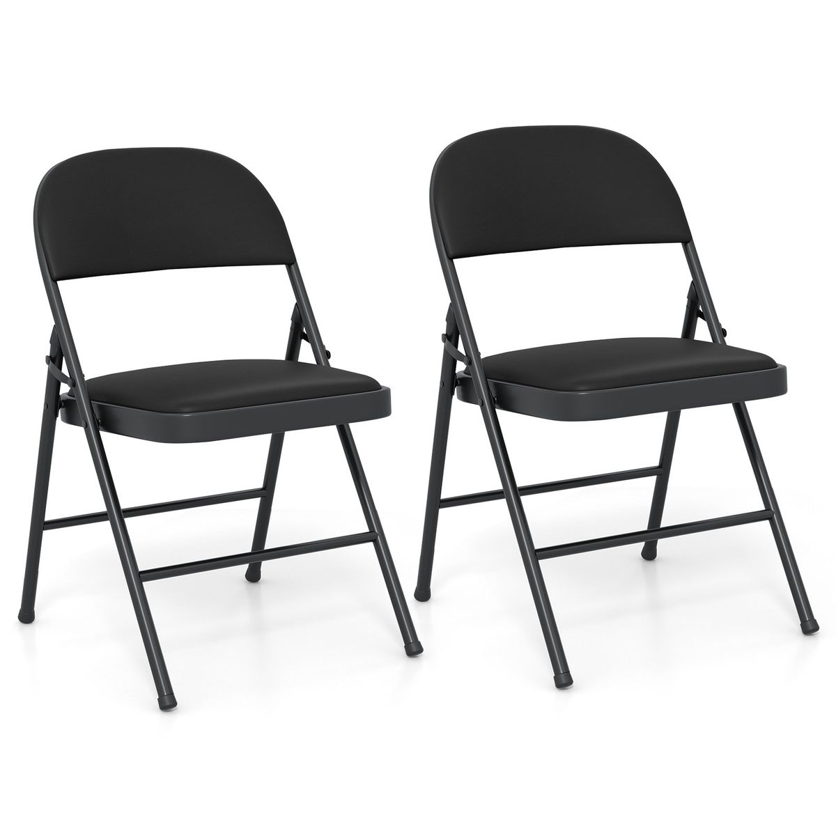 Coast Klapstoelen Set van 2 - metalen frame - kunstlederen bekleding - zwart
