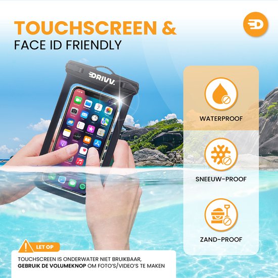 Drivv. Waterdicht Telefoonhoesje – Set van 2 - Dubbele Klipsluiting - Tot 6.7 inch – Onderwater Hoesje Telefoon - Zwart