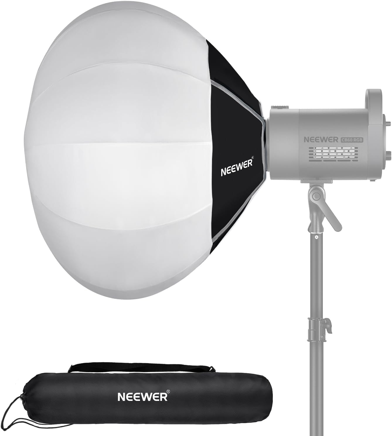 Neewer 50cm Lantaarn Softbox Wit - Quick Release 360° Lichtdiffuser met Bowens Mount voor LED Videolampen