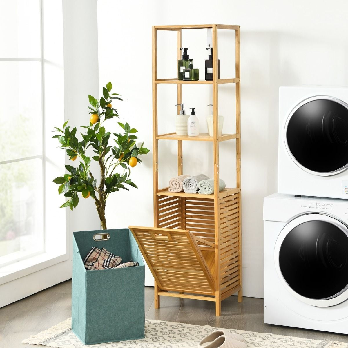 Coast - Badkamerkast - MET Wasmand - Bamboe - 40 x 33 x 160 cm
