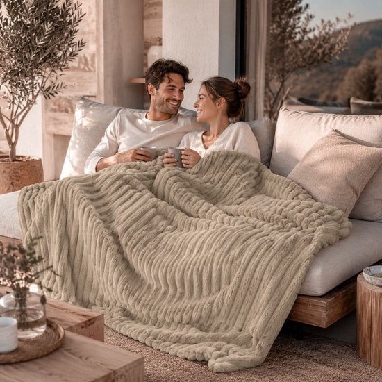 Ceruzo Fleece Deken 200x240 cm - XXL Plaid - Taupebruin - Zacht Fleece - Sprei 2persoonsbed
