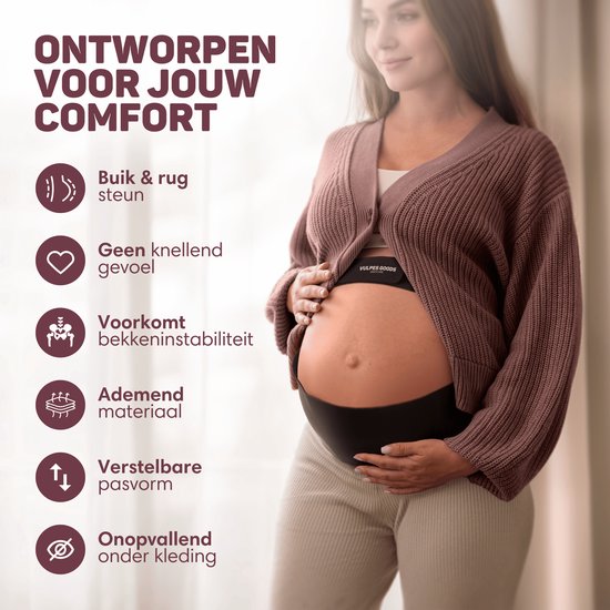 Vulpes Goods® Babycare - Buikband Zwangerschap - Verstelbare Zwangerschapsband - Buikband voor Zwangerschap - Onzichtbaar & Ademend - Buik & Rugsteun - Maat L - Bekkenband - Pregnancy Belt - Bekkenbrace - incl. Waszak