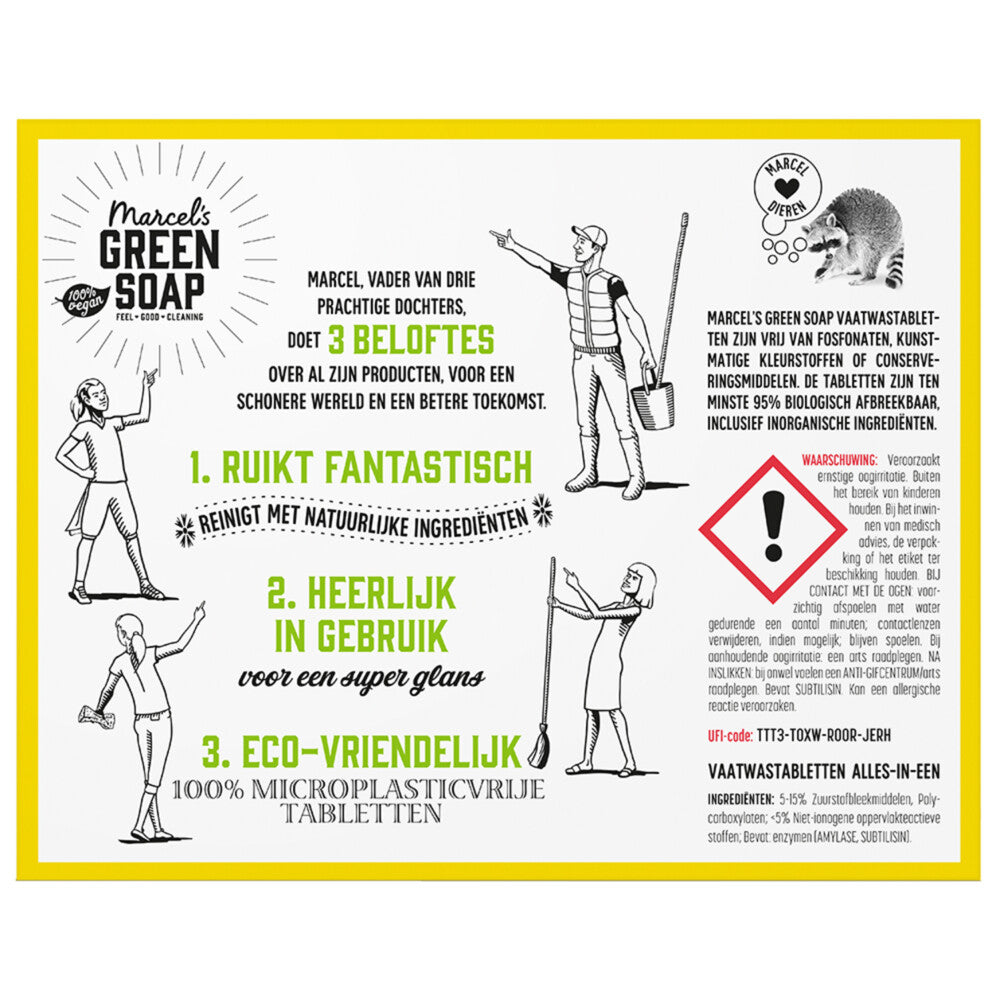 Marcel's Green Soap Vaatwastabletten All-in-One – 25 Stuks – Oplosbare Ecologische Folie – Frisse Geur