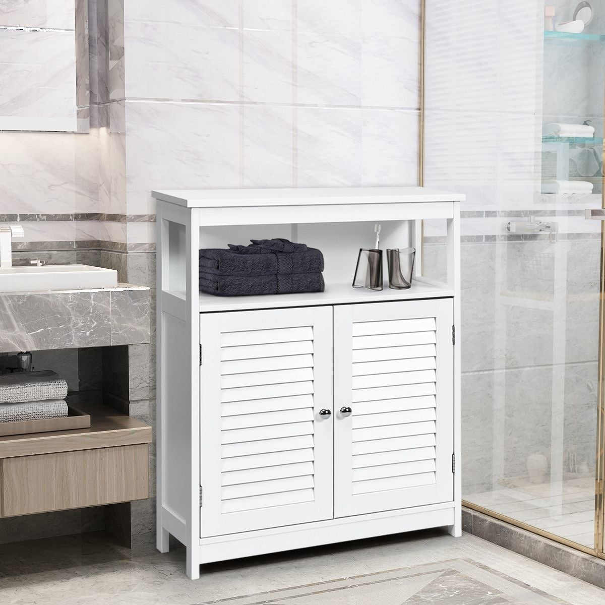 Coast - Badkamerkast - Hout - Wit - 60 x 30,5 x 80 cm