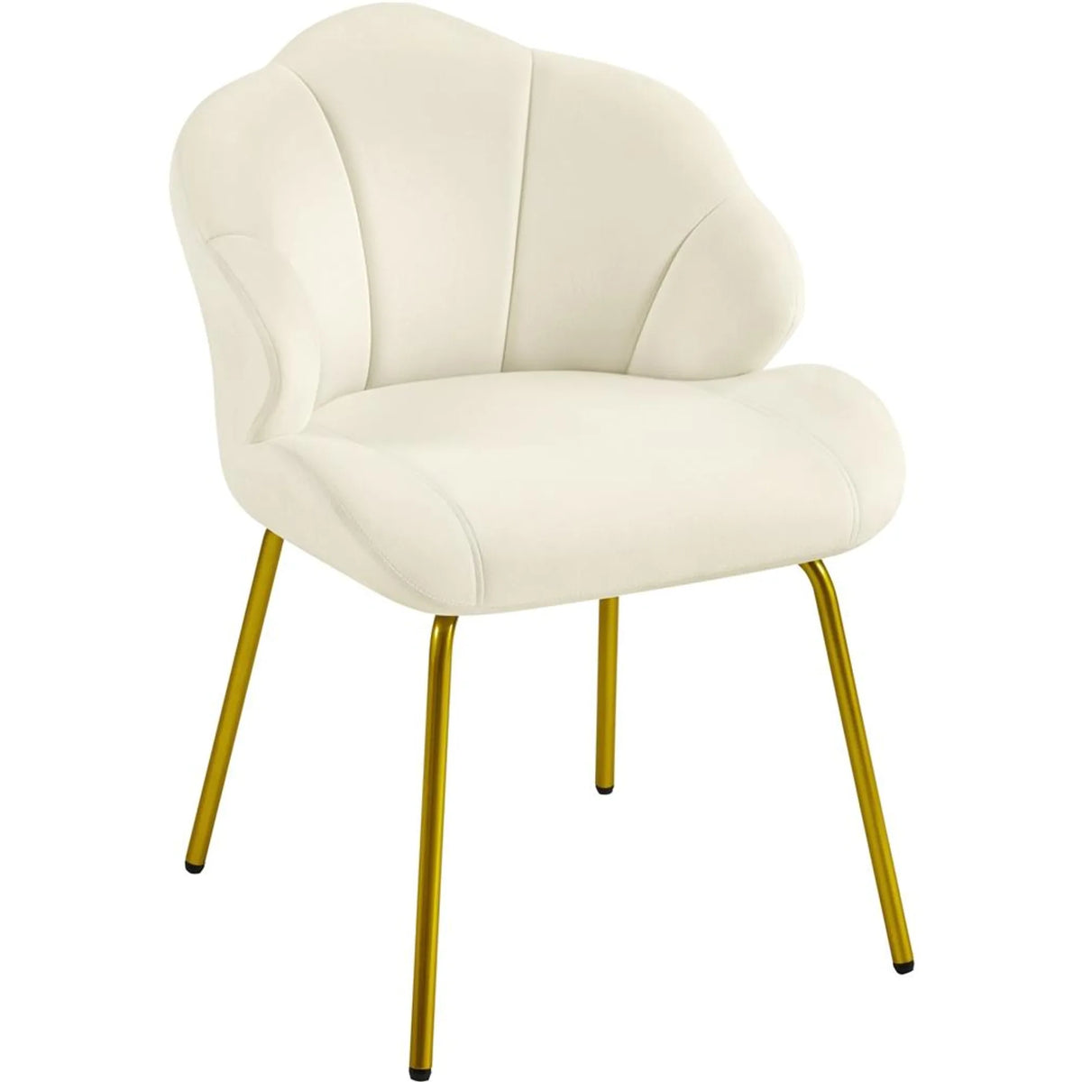 Yaheetech Eetkamerstoel in Schelpvorm - Gestoffeerd met Metalen Poten - 56 x 57 x 78 cm - Beige