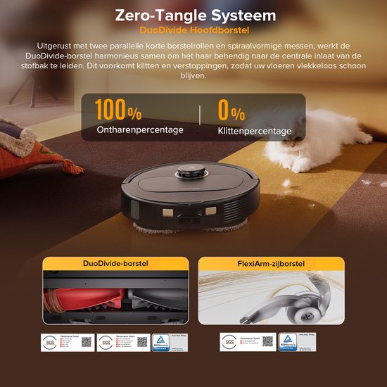 Roborock Qrevo S5V-Robotstofzuiger met dock-12000 Pa zuigkracht-FlexiArm-dweilen-Reactief obstakel vermijden-Dubbele anti-klitfunctie-Warmeluchtdroging-Obstakelvermijding en slimme navigatie-Zwart