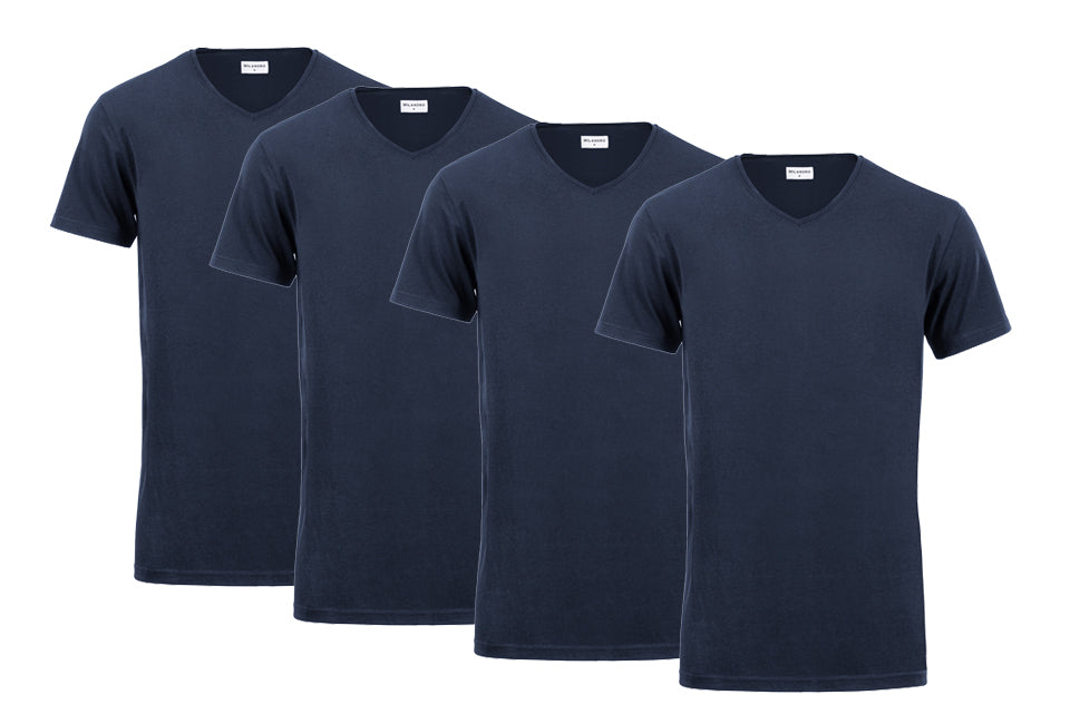 Milanoro - 2XL - T-shirt - Extra lang - 4-pack - 100% katoen - Marineblauw