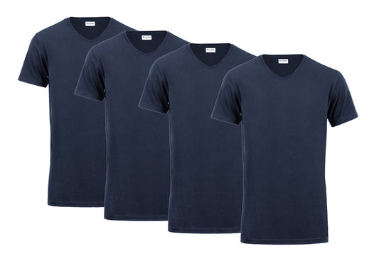 Milanoro - 2XL - T-shirt - Extra lang - 4-pack - 100% katoen - Marineblauw