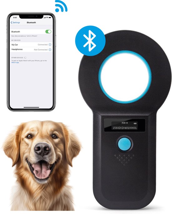 Dutchwide Chipreader Pro - Chiplezer Huisdier - Chip Reader Kat & Hond - Tot 128 tags - ISO11784/85 - EMID - FDXB