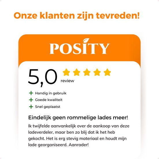 Posity Ladeverdeler - Verstelbaar & Uitschuifbaar - 4 Stuks - Lade Organizer - 38-54 cm - Voor Keuken, Slaapkamer & Kleding - Kunststof - Wit
