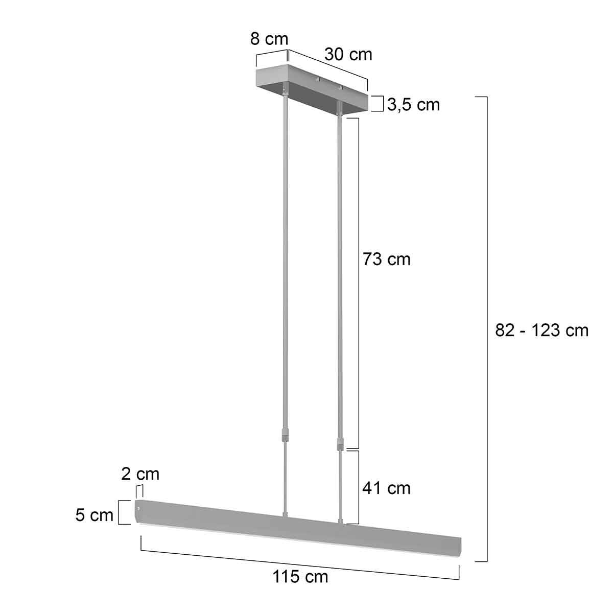 Hanglamp Zelena 3656ST Staal, Hoogte instelbaar, Lichtkleur instelbaar, Modern, Steinhauer