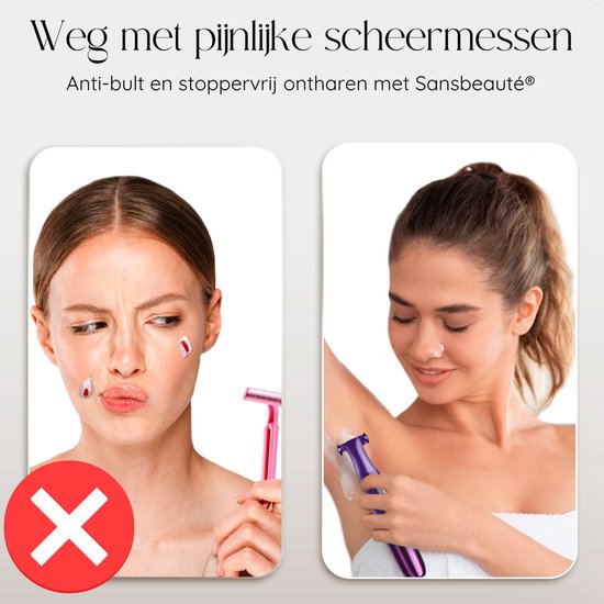 4-in-1 Bikinitrimmer - Sansbeauté® - Gezicht - Oksels - Benen - Bikinilijn - Wenkbrauw Trimmer - Gezichtsontharing Dames - Intieme Zone - Ladyshaves Bikini - Ontharingsapparaat Electrisch